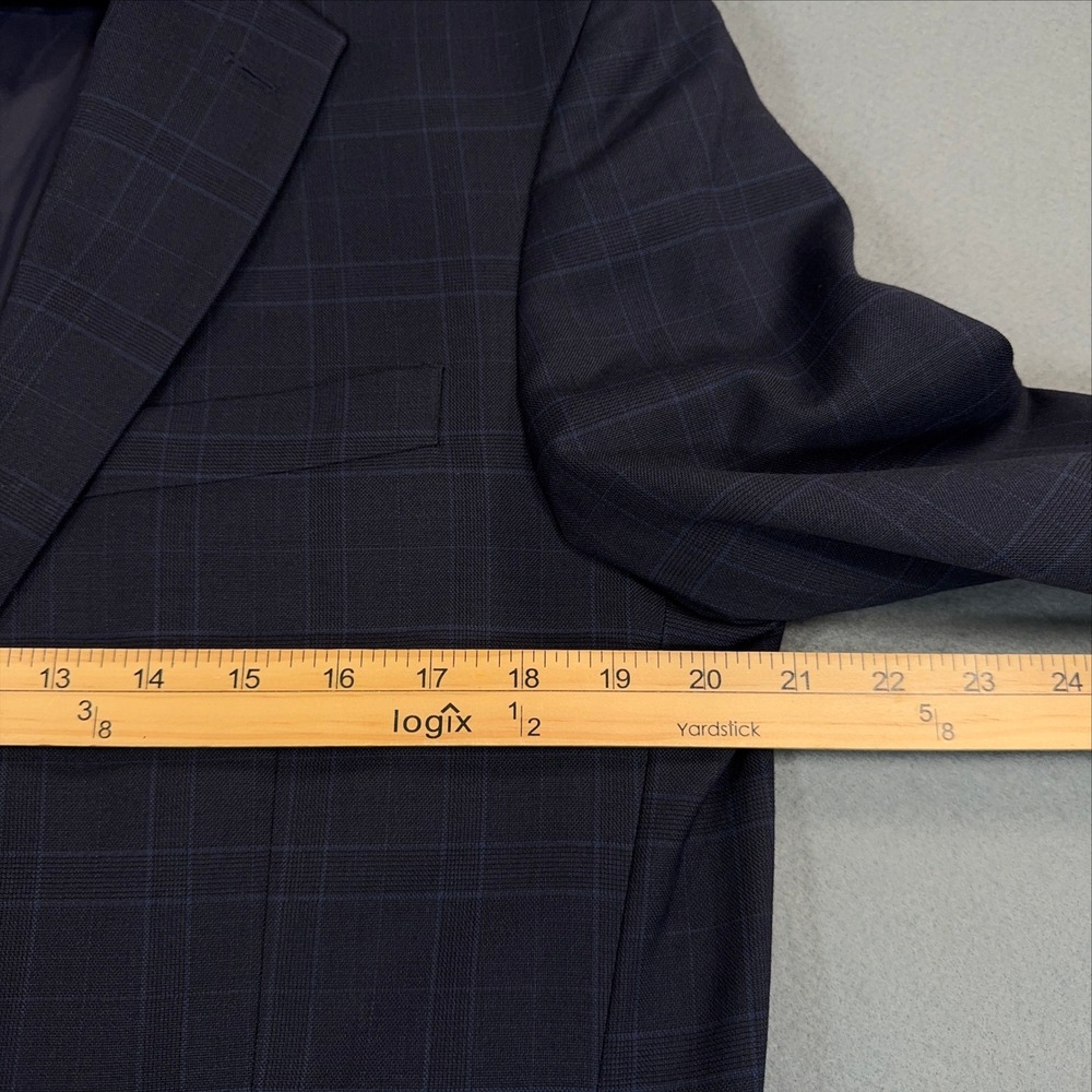 Jos A Bank 1905 Slim Fit Navy Windowpane Organica Wool Blazer 42R brrr Comfort - Picture 6 of 11